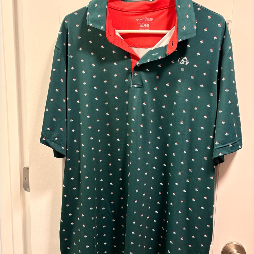 Good Good Golf Christmas Polo - Golf balls with Santa hats 2XL